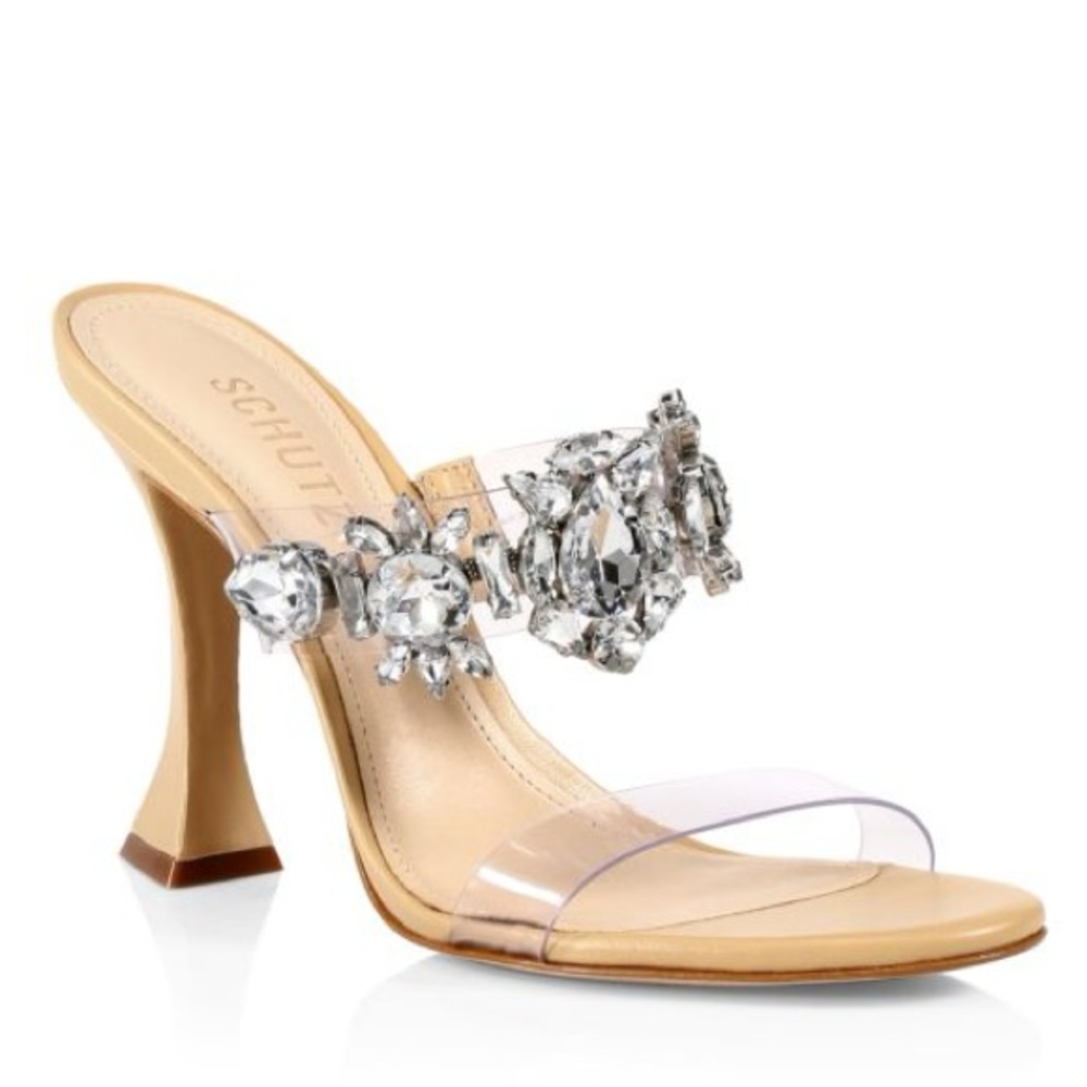 SCHUTZ Tan and Vinyl “Laureen” Heels